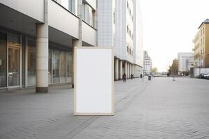 a Blank white sign board mockup isolated outside photo