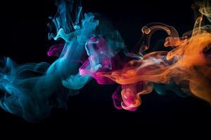Colorful smoke isolated on black background. Abstract background of colorful smoke. photo