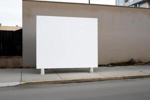 a Blank white sign board mockup isolated outside photo