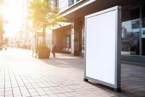 a Blank white sign board mockup isolated outside photo