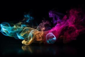 Colorful smoke isolated on black background. Abstract background of colorful smoke. photo