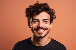 a man on solid color background with a Smile facial expression photo