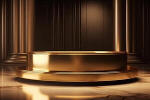 Luxury gold podium backgrounds stage for product presentation display photo