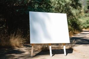 ai generativo un blanco blanco firmar tablero Bosquejo aislado fuera de foto