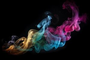 Colorful smoke isolated on black background. Abstract background of colorful smoke. photo