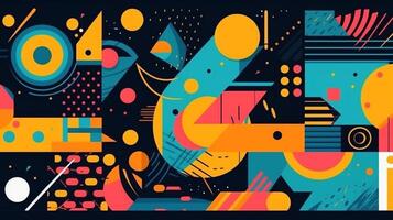 Abstract background with geometric elements and memphis style. photo