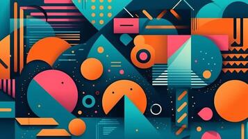 Abstract background with geometric elements and memphis style. photo