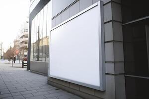 a Blank white sign board mockup isolated outside photo