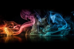 Colorful smoke isolated on black background. Abstract background of colorful smoke. photo