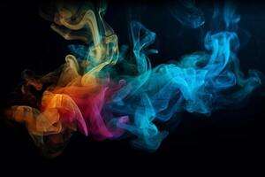 Colorful smoke isolated on black background. Abstract background of colorful smoke. photo