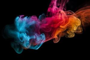 Colorful smoke isolated on black background. Abstract background of colorful smoke. photo