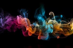 AI Generative Colorful smoke isolated on black background. Abstract background of colorful smoke. photo