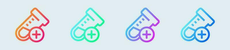 Test tube line icon in gradient colors. Chemical signs vector illustration.