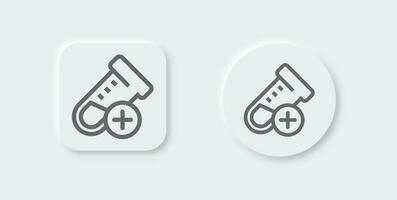 Test tube line icon in neomorphic design style. Chemical signs vector illustration.