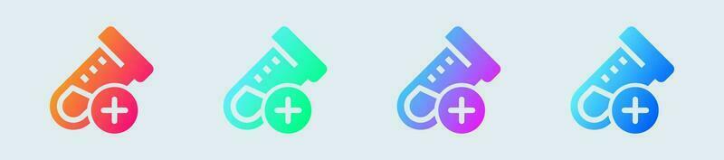 Test tube solid icon in gradient colors. Chemical signs vector illustration.