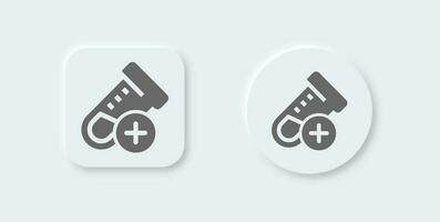 Test tube solid icon in neomorphic design style. Chemical signs vector illustration.