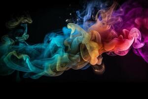 Colorful smoke isolated on black background. Abstract background of colorful smoke. photo