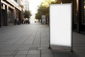 a Blank white sign board mockup isolated outside photo