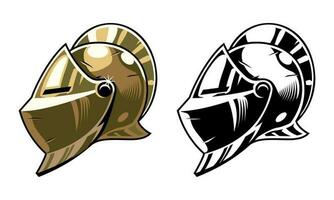 Hand Drawn Set of Knight Helmet vector