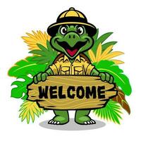 Cartoon Mascot Turtle Character as Zookeeper vector