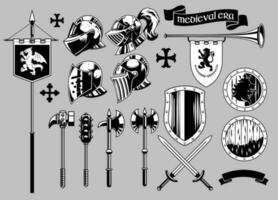 Set of Medieval Knight object vector