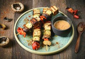 Colorful bbq skewers photo