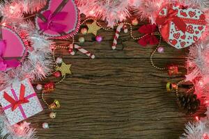 Christmas background, light and gift box photo