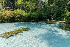 Crystal clear water at Ban Nam Rad watershed forest photo