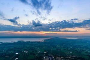 Landscape sunrise and Pa Sak Jolasid Dam at Khao Phra Ya Dern Thong photo