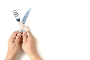 Hand man holding knife and fork photo