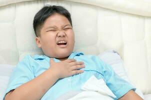 Children coughing a lot, chest pain photo