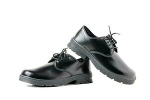 New leather student shoes isolated photo