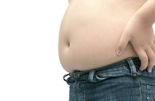 obeso grasa chico aislado en blanco fondo, foto