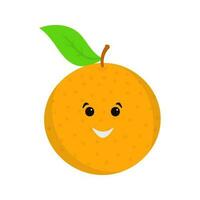 Happy Cartoon Orange Flat Icon Or Symbol. vector