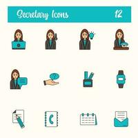 Colorful Set Of Secretary Icon Or Symbol Set. vector