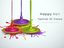 Indian festival of colours, Happy Holi concept with liquid colours and colour stains and space for your text. vector