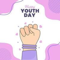 Happy Youth Day Concept With Human Hand Fist On Pink And White Background. vector