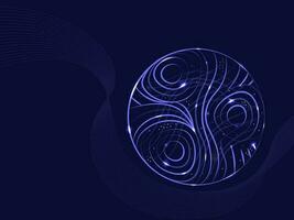 Abstract Wavy Lines Movement Background With Circular Ornate. vector