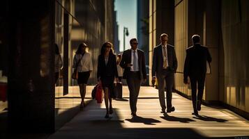 Abstract Image of Business People Walking on the Street to go home, photo