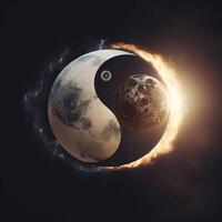 Symbol of yin and yang, day and night, sun and moon, fire and water, photo