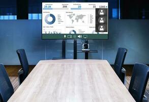 Presentation on screen television in meeting room photo