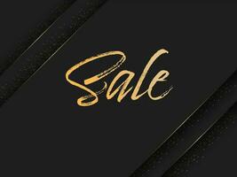 Sale Font Written By Golden Brush On Black Paper Layer Background. vector