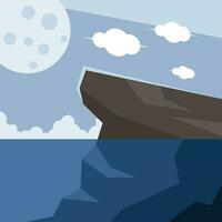 Cliff Above The Sea, Isolated Background. vector