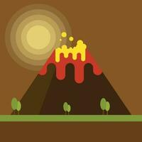 Volcano Eruption Vector Image, Isolated Background.