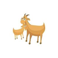 Brown Goats Element On White Background. vector