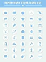 Different Store Category Item Blue Icon Set On Grey Circle bAckground. vector