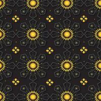 Seamless Mandala Pattern Background In Yellow And Black Color. vector