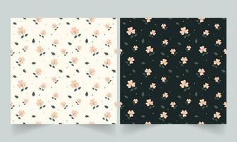 Seamless Floral Pattern Background In White And Black Color Options. vector