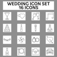Christian Wedding Essential Icon Set On Grey And White Sqaure Background. vector