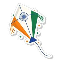 Indian Flag Color Kite In Paper Cut Style. vector